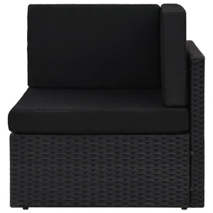 Divano ad Angolo Modulare in Polyrattan Nero 49501