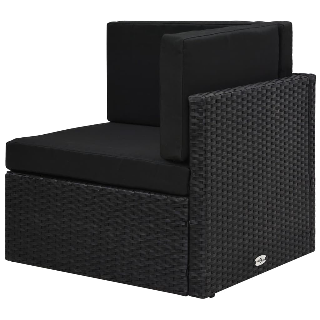 Divano ad Angolo Modulare in Polyrattan Nero 49501