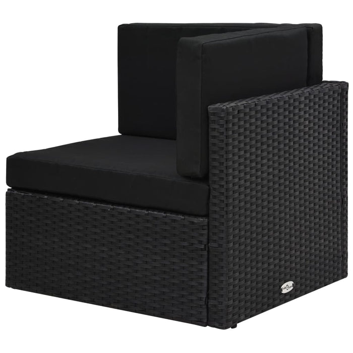 Divano ad Angolo Modulare in Polyrattan Nero 49501