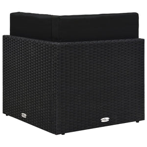 Divano ad Angolo Modulare in Polyrattan Nero 49501