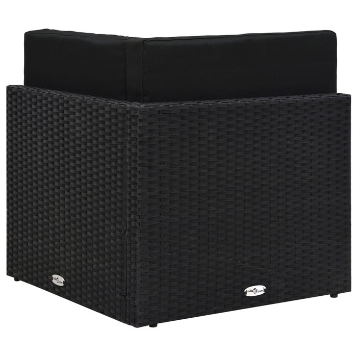 Divano ad Angolo Modulare in Polyrattan Nero 49501