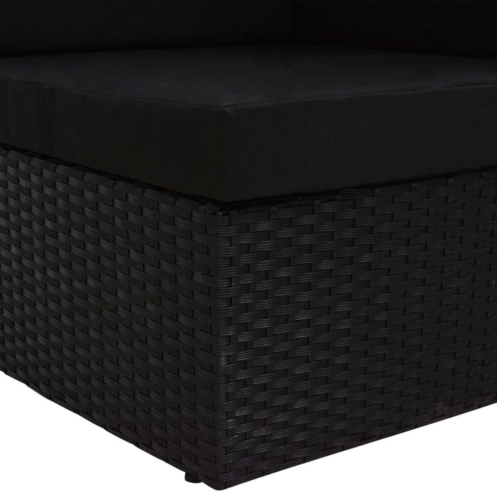 Divano ad Angolo Modulare in Polyrattan Nero 49501