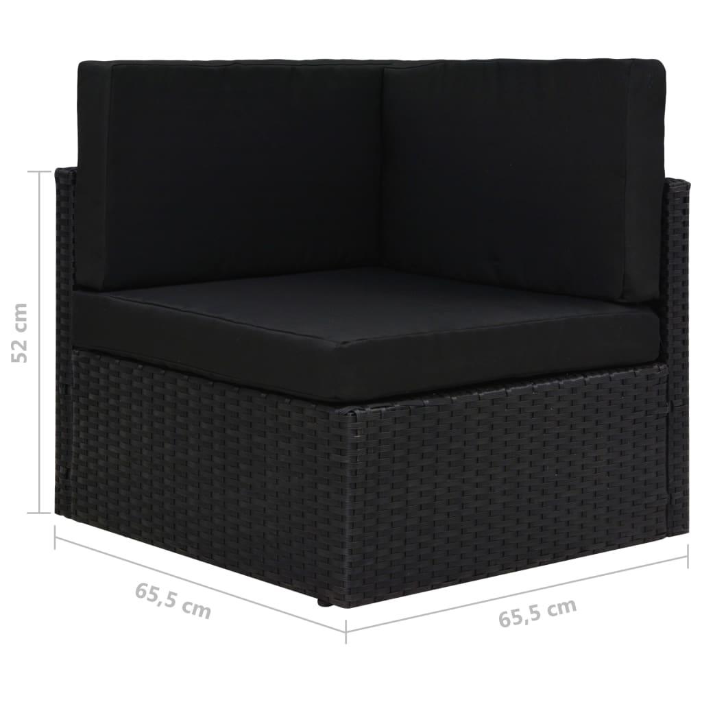Divano ad Angolo Modulare in Polyrattan Nero 49501