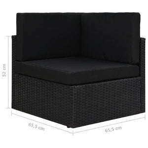 Divano ad Angolo Modulare in Polyrattan Nero 49501