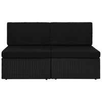 Divano Modulare a 2 Posti-Sofa Modulare-Divanetto in Polyrattan Nero 206367