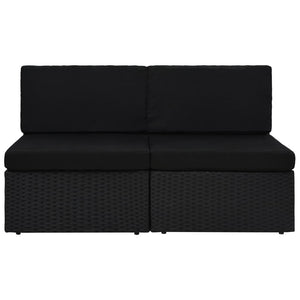 Divano Modulare a 2 Posti-Sofa Modulare-Divanetto in Polyrattan Nero 206367