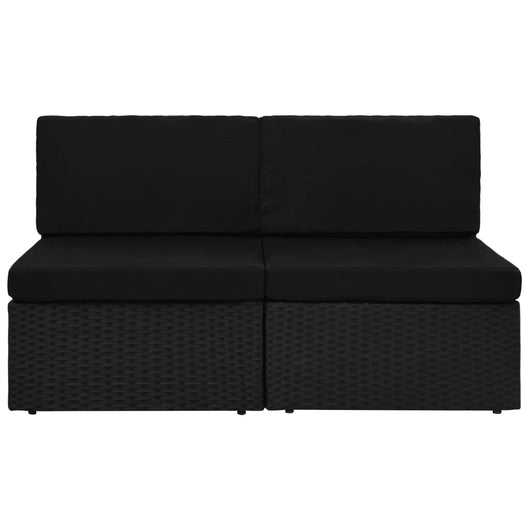Divano Modulare a 2 Posti-Sofa Modulare-Divanetto in Polyrattan Nero 206367