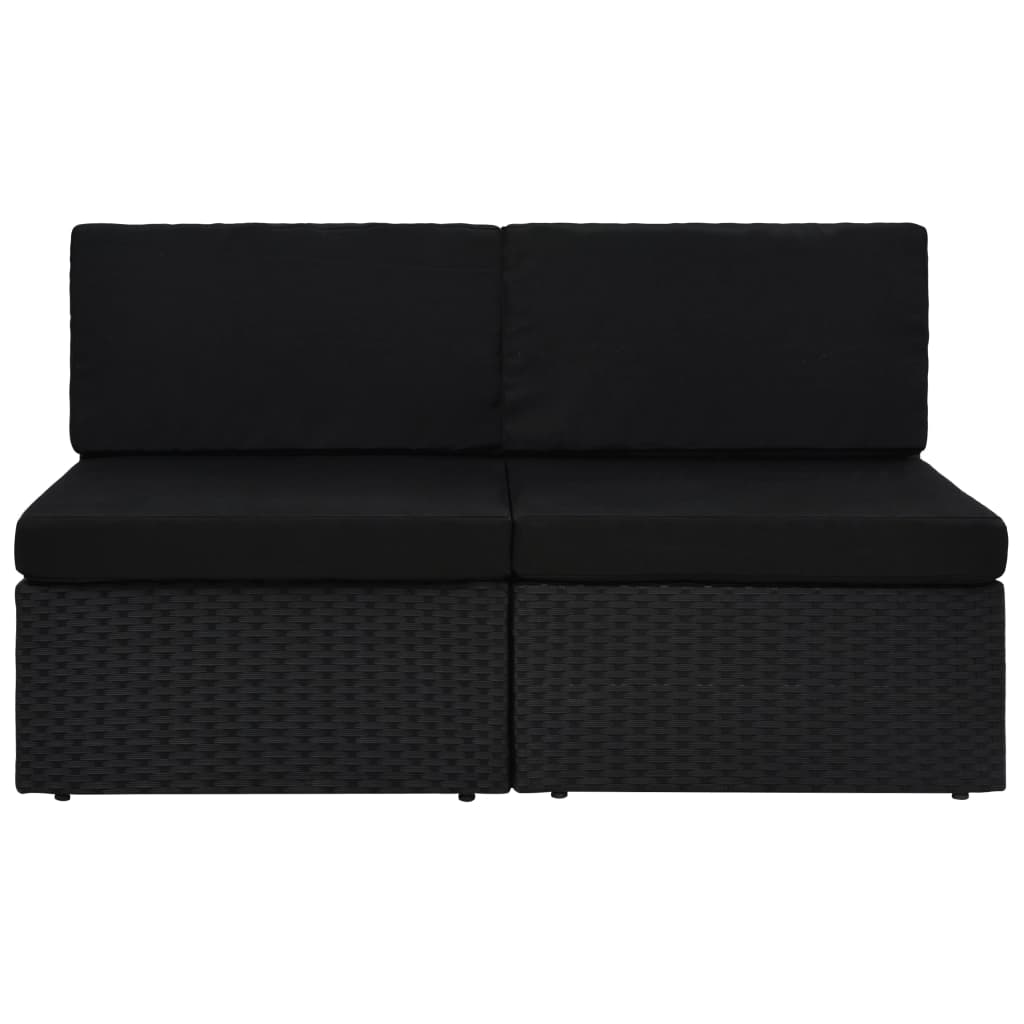 Divano Modulare a 2 Posti-Sofa Modulare-Divanetto in Polyrattan Nero 206367