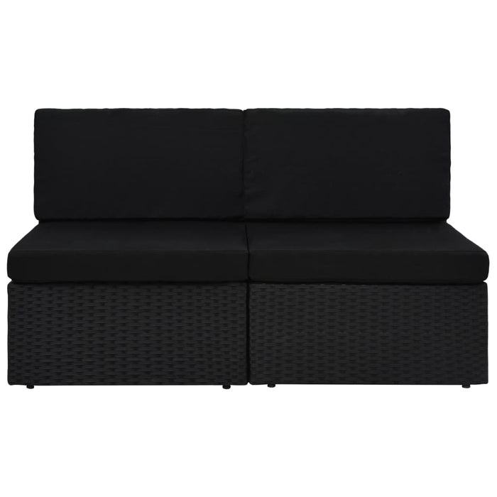 Divano Modulare a 2 Posti-Sofa Modulare-Divanetto in Polyrattan Nero 206367