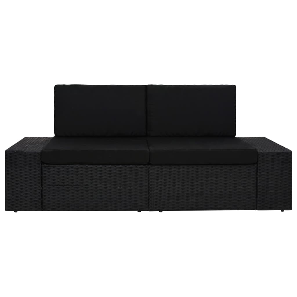 Divano Modulare a 2 Posti-Sofa Modulare-Divanetto in Polyrattan Nero 294337