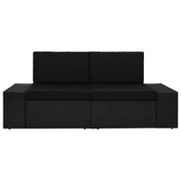Divano Modulare a 2 Posti-Sofa Modulare-Divanetto in Polyrattan Nero 294337