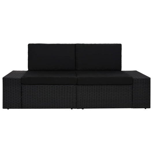 Divano Modulare a 2 Posti-Sofa Modulare-Divanetto in Polyrattan Nero 294337