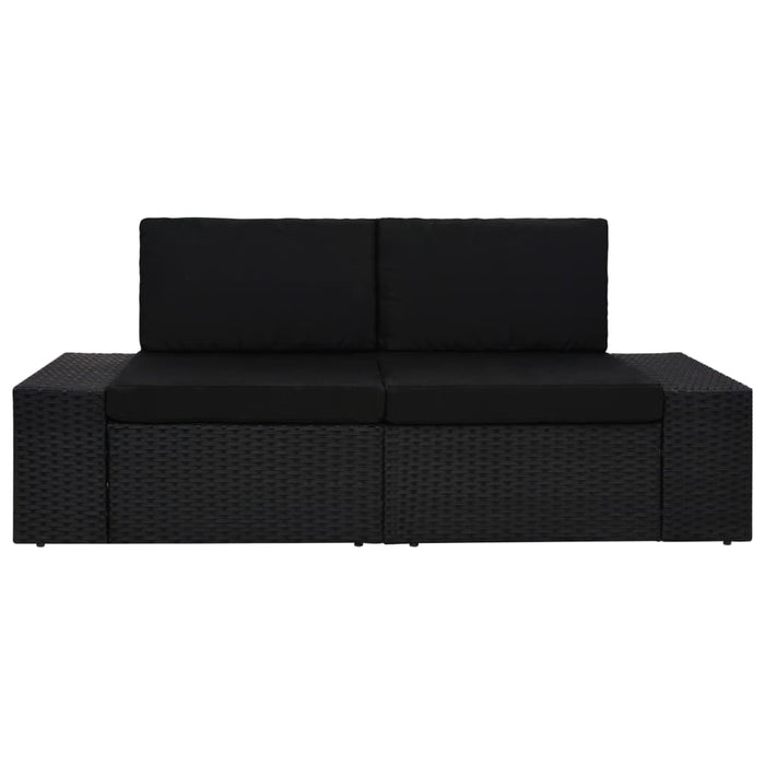 Divano Modulare a 2 Posti-Sofa Modulare-Divanetto in Polyrattan Nero 294337