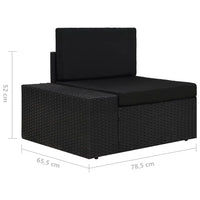 Divano Modulare a 2 Posti-Sofa Modulare-Divanetto in Polyrattan Nero 294337