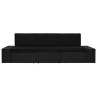 Divano Modulare a 3 Posti in Polyrattan Nero cod mxl 63741