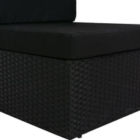 Divano Modulare a 3 Posti-Sofa Modulare-Divanetto in Polyrattan Nero