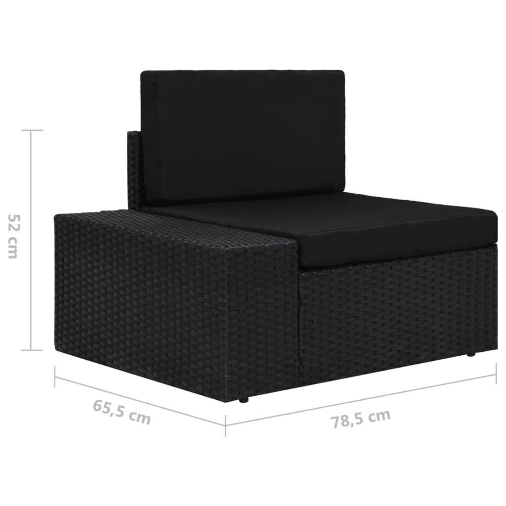 Divano Modulare a 3 Posti-Sofa Modulare-Divanetto in Polyrattan Nero
