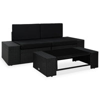 Set Divani da Giardino 3 pz in Polyrattan Nero cod mxl 69009