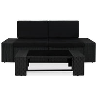Set Divani da Giardino 3 pz in Polyrattan Nero cod mxl 69009