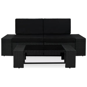 Set Divani da Giardino 3 pz in Polyrattan Nero cod mxl 69009