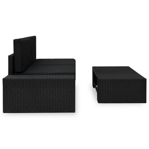 Set Divani da Giardino 3 pz in Polyrattan Nero cod mxl 69009