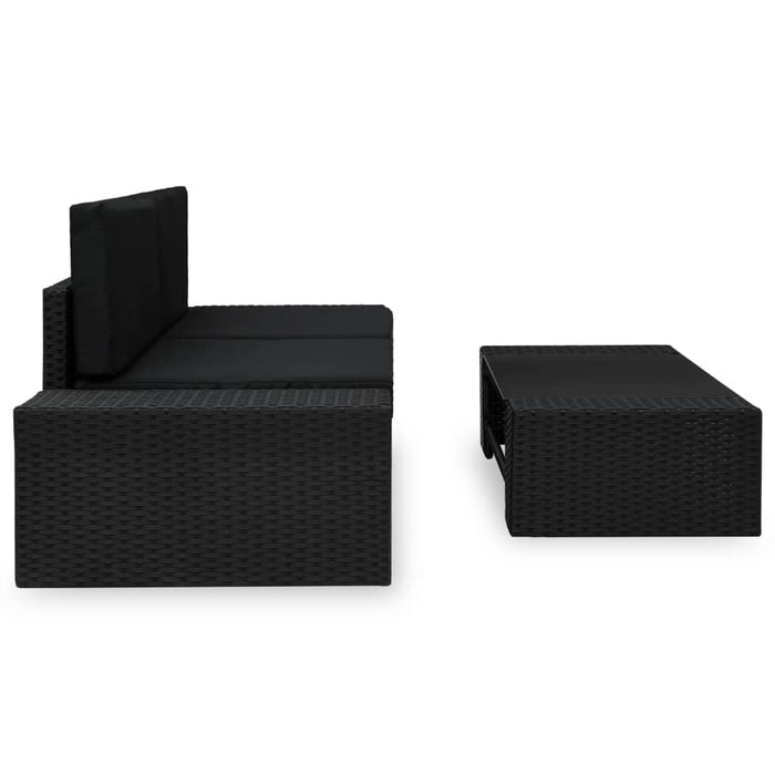 Set Divani da Giardino 3 pz in Polyrattan Nero cod mxl 69009