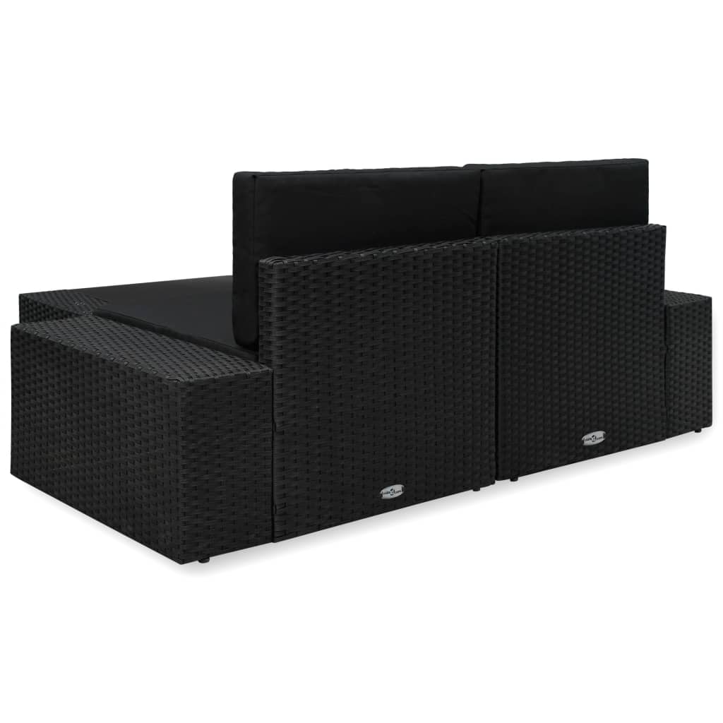 Set Divani da Giardino 3 pz in Polyrattan Nero cod mxl 69009