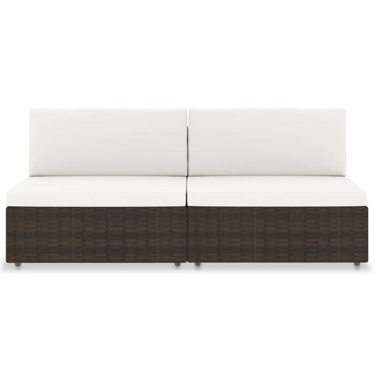 Divano Modulare a 2 Posti-Sofa Modulare-Divanetto in Polyrattan Marrone 775678