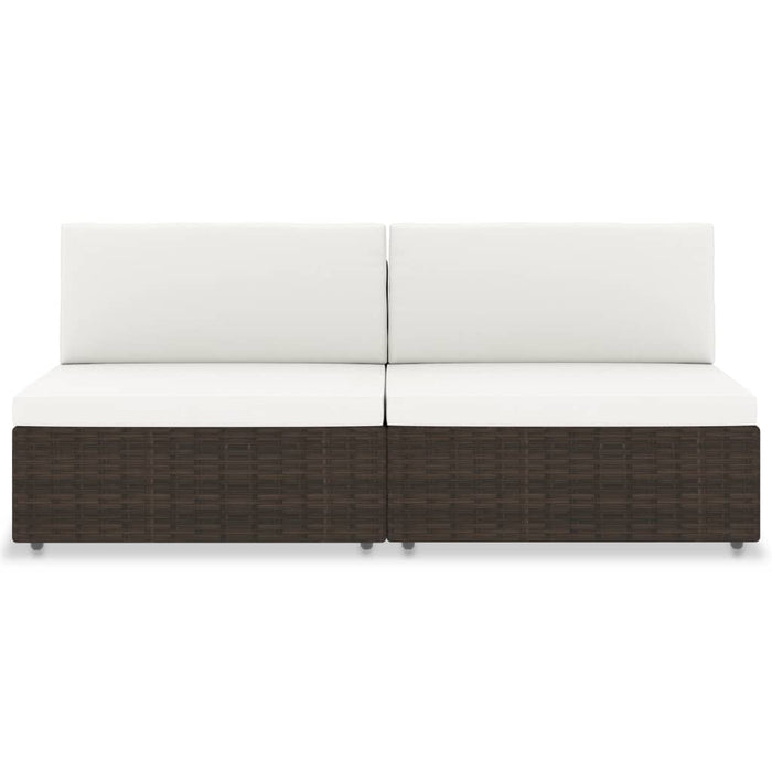 Divano Modulare a 2 Posti-Sofa Modulare-Divanetto in Polyrattan Marrone 775678