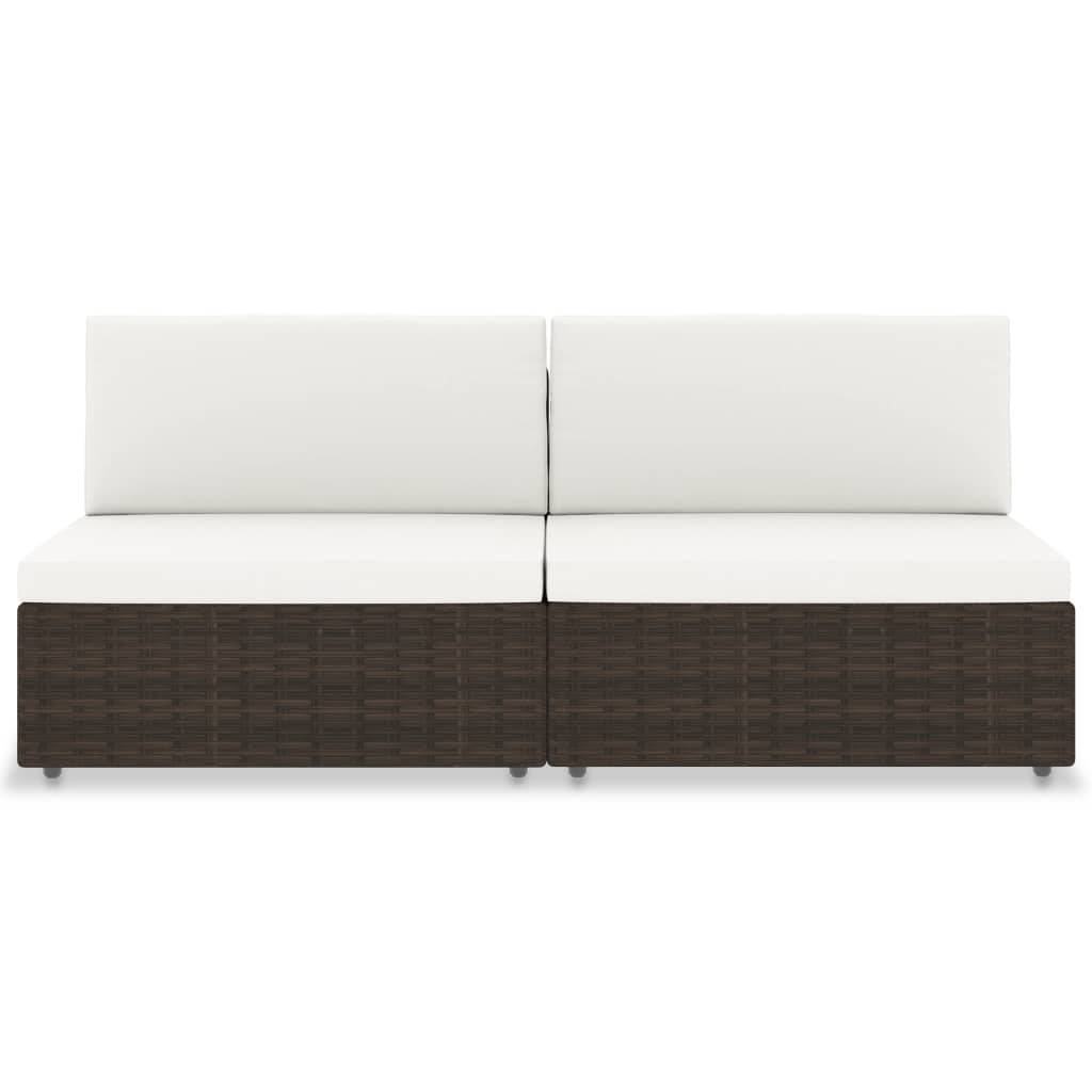 Divano Modulare a 2 Posti-Sofa Modulare-Divanetto in Polyrattan Marrone 775678