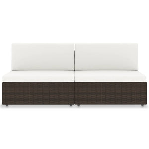 Divano Modulare a 2 Posti-Sofa Modulare-Divanetto in Polyrattan Marrone 775678