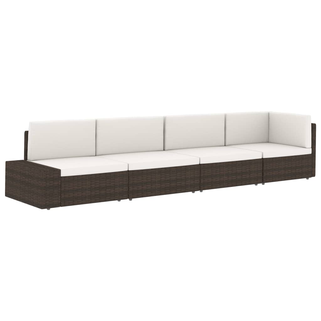 Divano Modulare a 2 Posti-Sofa Modulare-Divanetto in Polyrattan Marrone 775678