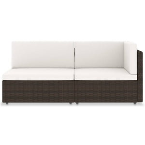 Divano Modulare a 2 Posti-Sofa Modulare-Divanetto in Polyrattan Marrone 672053