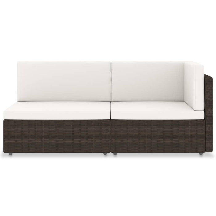 Divano Modulare a 2 Posti-Sofa Modulare-Divanetto in Polyrattan Marrone 672053