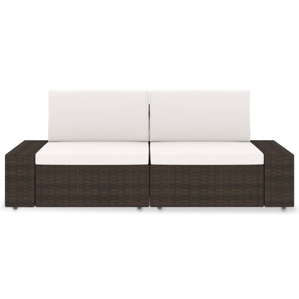 Divano Modulare a 2 Posti-Sofa Modulare-Divanetto in Polyrattan Marrone 738895