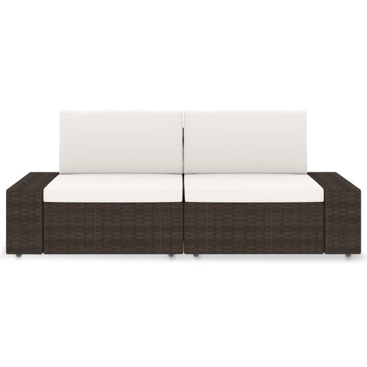 Divano Modulare a 2 Posti-Sofa Modulare-Divanetto in Polyrattan Marrone 738895