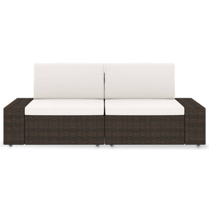 Divano Modulare a 2 Posti-Sofa Modulare-Divanetto in Polyrattan Marrone 738895