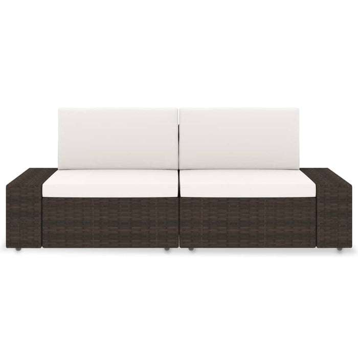 Divano Modulare a 2 Posti-Sofa Modulare-Divanetto in Polyrattan Marrone 738895