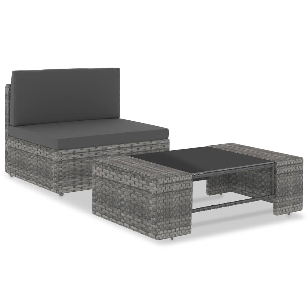 Set Divani da Giardino 2 pz in Polyrattan Grigiocod mxl 94962