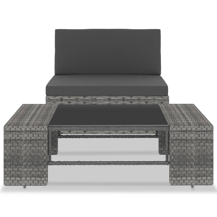 Set Divani da Giardino 2 pz in Polyrattan Grigio 49522