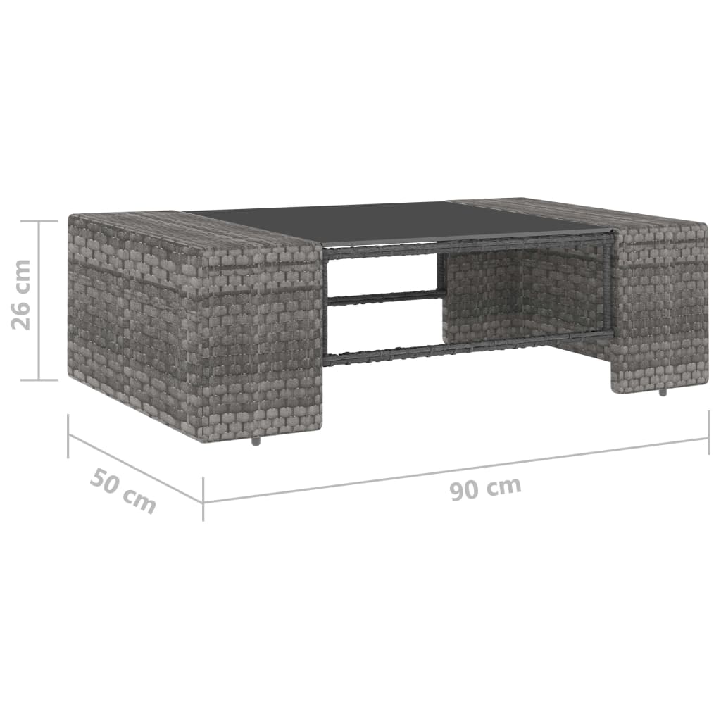 Set Divani da Giardino 2 pz in Polyrattan Grigio 49522