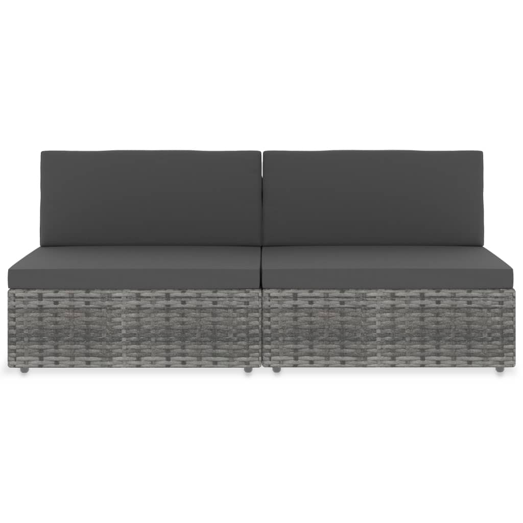 Divano Modulare a 2 Posti-Sofa Modulare-Divanetto in Polyrattan Grigio 728534