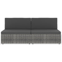 Divano Modulare a 2 Posti-Sofa Modulare-Divanetto in Polyrattan Grigio 728534