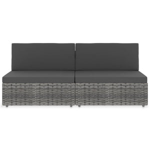 Divano Modulare a 2 Posti-Sofa Modulare-Divanetto in Polyrattan Grigio 728534