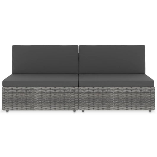 Divano Modulare a 2 Posti-Sofa Modulare-Divanetto in Polyrattan Grigio 728534