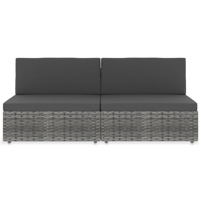 Divano Modulare a 2 Posti-Sofa Modulare-Divanetto in Polyrattan Grigio 728534