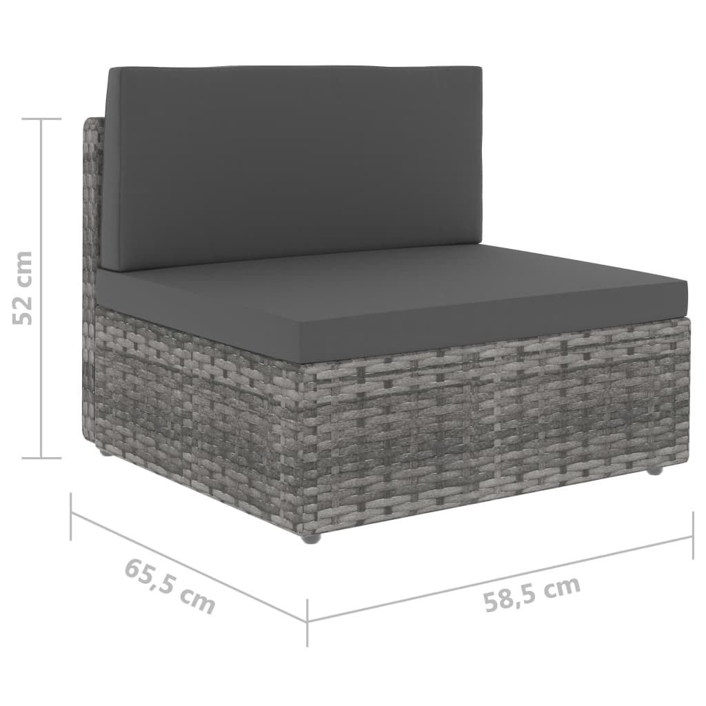 Divano Modulare a 2 Posti-Sofa Modulare-Divanetto in Polyrattan Grigio 728534