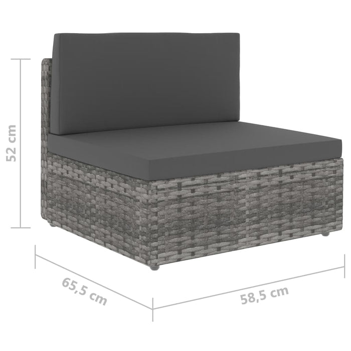Divano Modulare a 2 Posti-Sofa Modulare-Divanetto in Polyrattan Grigio 728534