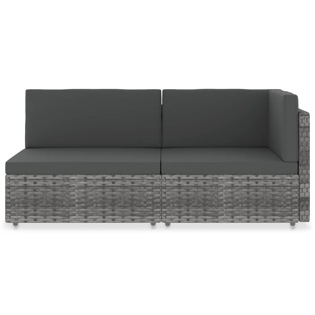 Divano Modulare a 2 Posti-Sofa Modulare-Divanetto in Polyrattan Grigio 860607