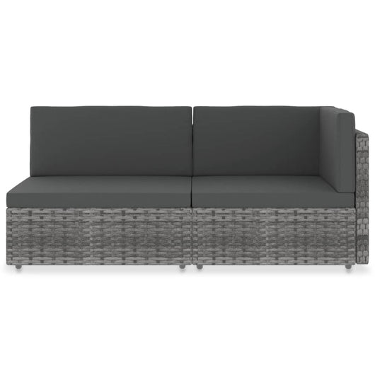 Divano Modulare a 2 Posti-Sofa Modulare-Divanetto in Polyrattan Grigio 860607
